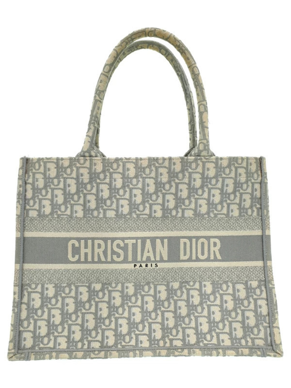 Christian Dior Gray Oblique Embroidered Book Tote jacquard monogram motif